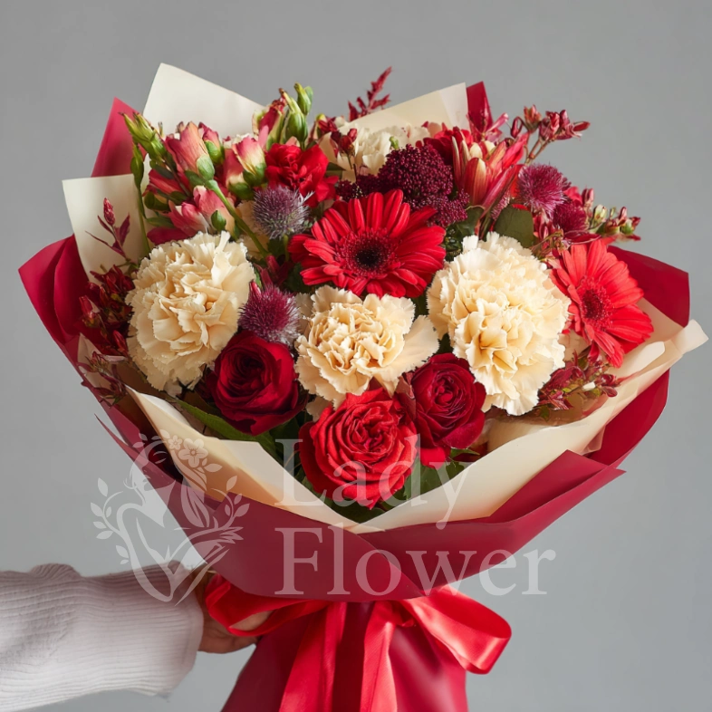 Букет с гвоздиками &laquo;Теплые объятия&raquo;