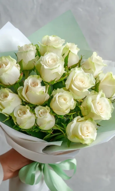 15 белых роз российских