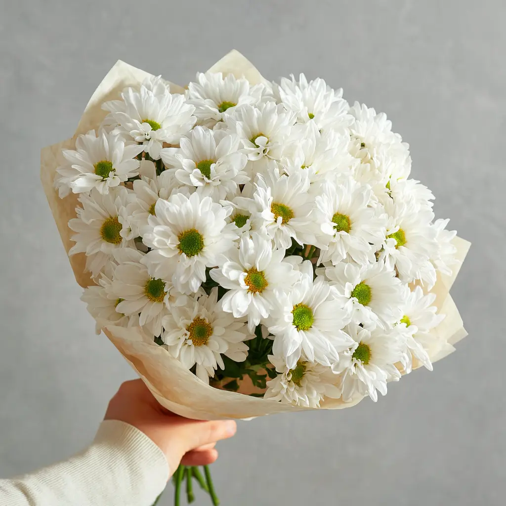 Монобукет из белых хризантем