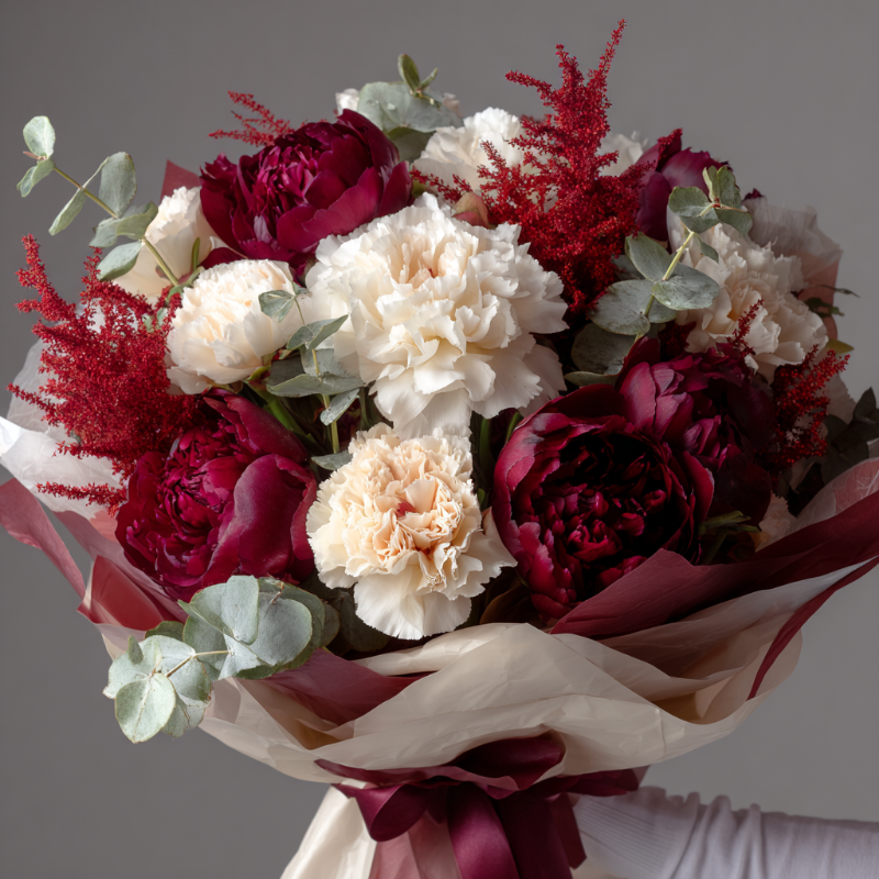 Букет с пионами «Бархатный шелест»