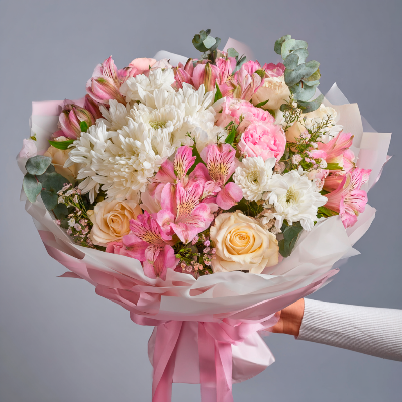 Букет с хризантемами «Светлый выбор»